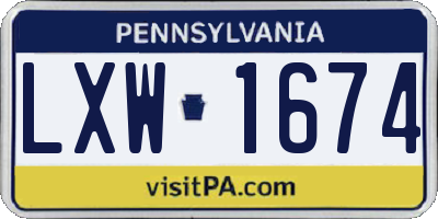 PA license plate LXW1674