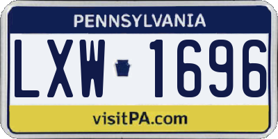 PA license plate LXW1696