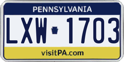 PA license plate LXW1703