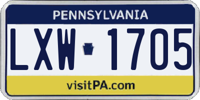 PA license plate LXW1705