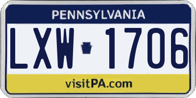 PA license plate LXW1706