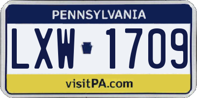 PA license plate LXW1709
