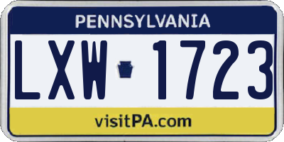 PA license plate LXW1723