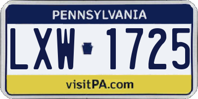 PA license plate LXW1725