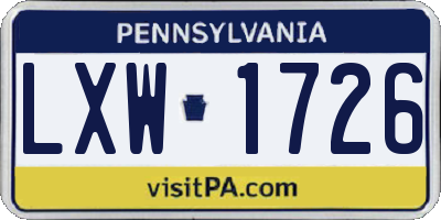 PA license plate LXW1726