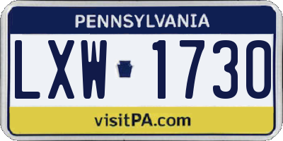 PA license plate LXW1730