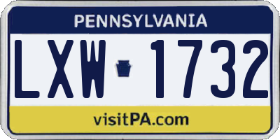 PA license plate LXW1732