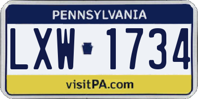 PA license plate LXW1734