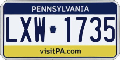 PA license plate LXW1735