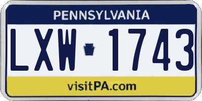 PA license plate LXW1743