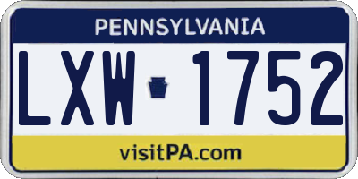 PA license plate LXW1752