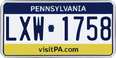 PA license plate LXW1758