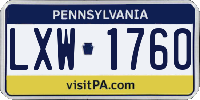PA license plate LXW1760
