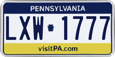 PA license plate LXW1777