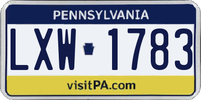 PA license plate LXW1783