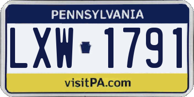 PA license plate LXW1791