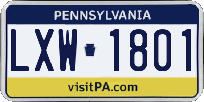 PA license plate LXW1801