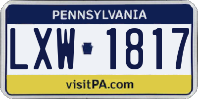 PA license plate LXW1817