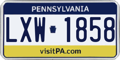 PA license plate LXW1858