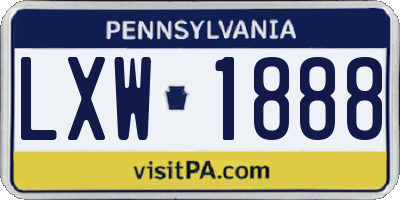 PA license plate LXW1888