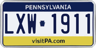 PA license plate LXW1911
