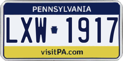 PA license plate LXW1917