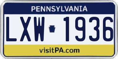 PA license plate LXW1936