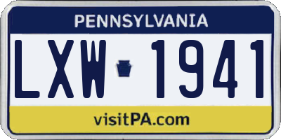 PA license plate LXW1941