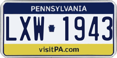 PA license plate LXW1943