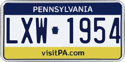 PA license plate LXW1954