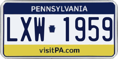 PA license plate LXW1959