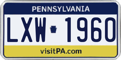 PA license plate LXW1960