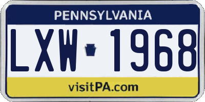 PA license plate LXW1968