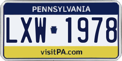 PA license plate LXW1978