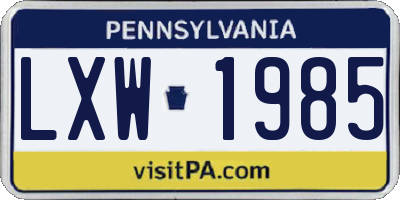 PA license plate LXW1985