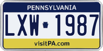 PA license plate LXW1987