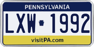 PA license plate LXW1992