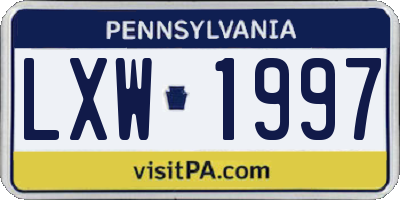 PA license plate LXW1997
