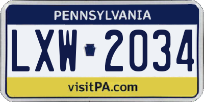 PA license plate LXW2034