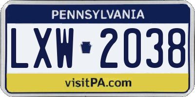 PA license plate LXW2038
