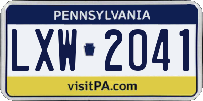 PA license plate LXW2041