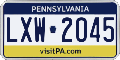 PA license plate LXW2045