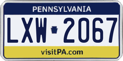 PA license plate LXW2067