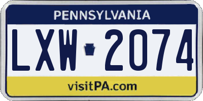 PA license plate LXW2074