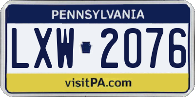 PA license plate LXW2076