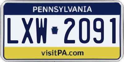 PA license plate LXW2091