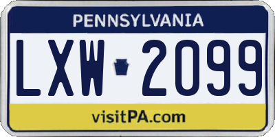 PA license plate LXW2099
