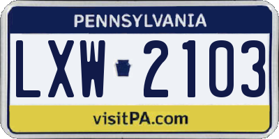 PA license plate LXW2103