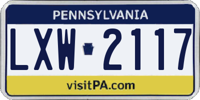 PA license plate LXW2117