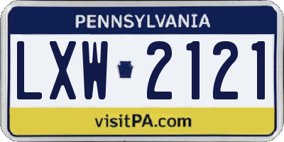 PA license plate LXW2121